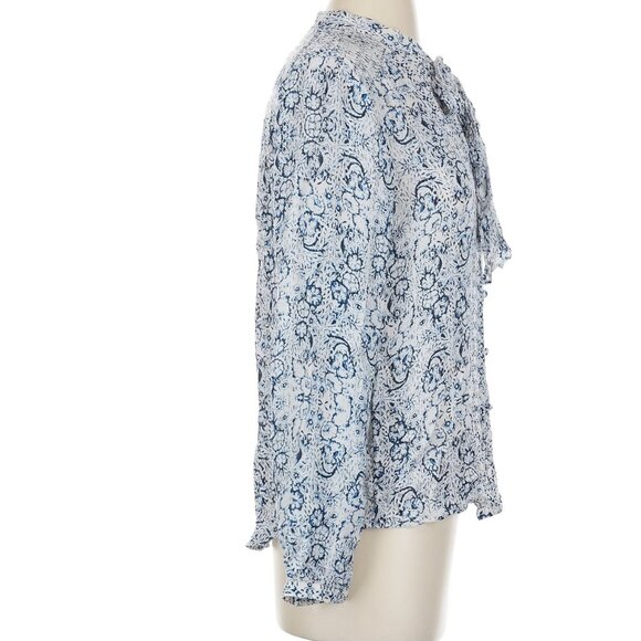Lucky Brand Size XL Long sleeve Blue and white patterned blouse - Picture 3 of 8